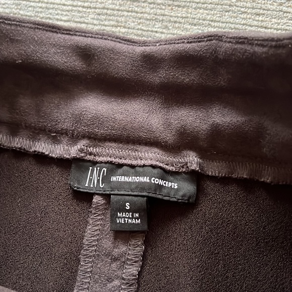 INC Faux Suede Snap Button Midrise Waist Stretch Mini Skirt, Small, Charcoal - Picture 2 of 2